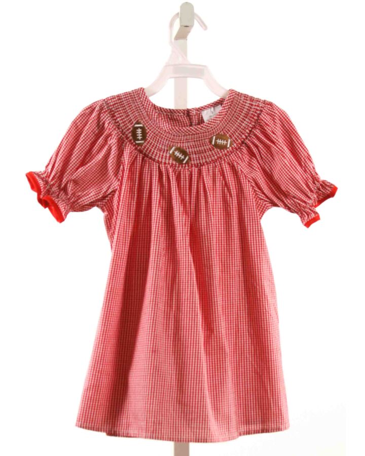 NO TAG  RED  GINGHAM SMOCKED DRESS