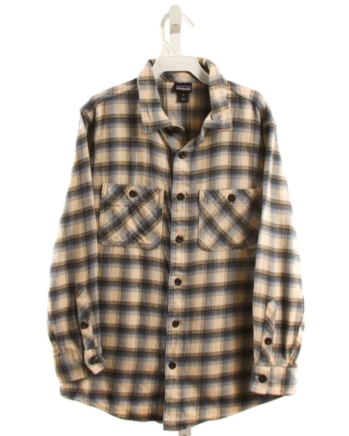 PATAGONIA  IVORY FLANNEL PLAID  DRESS SHIRT