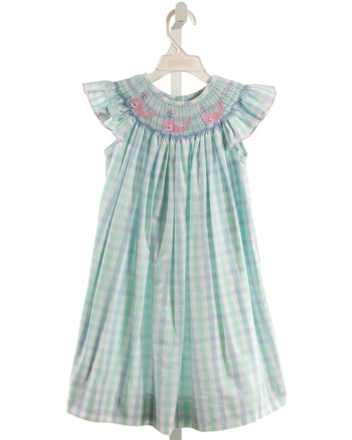 SHRIMP & GRITS  LT BLUE  PLAID SMOCKED DRESS