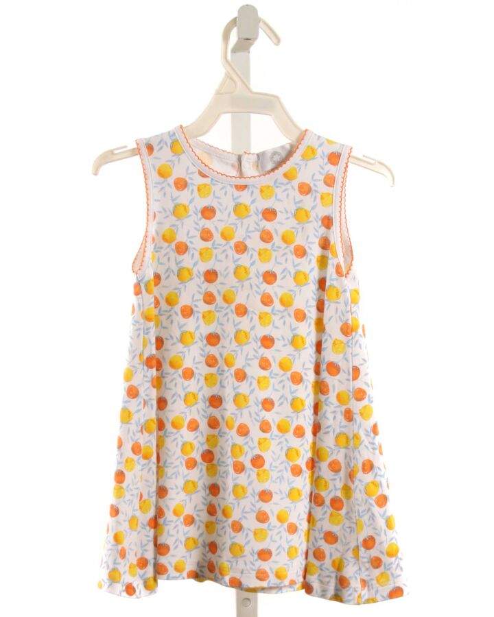 THE PROPER PEONY  ORANGE  PRINT  KNIT DRESS WITH PICOT STITCHING