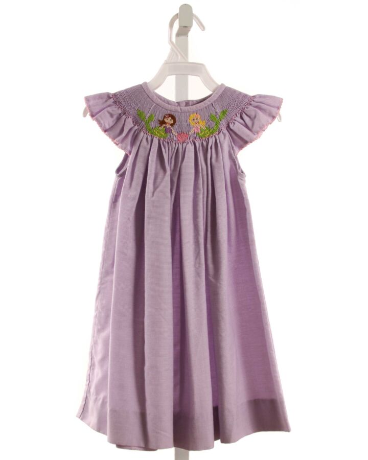 SOUTHERN SUNSHINE KIDS  PURPLE   SMOCKED DRESS WITH PICOT STITCHING