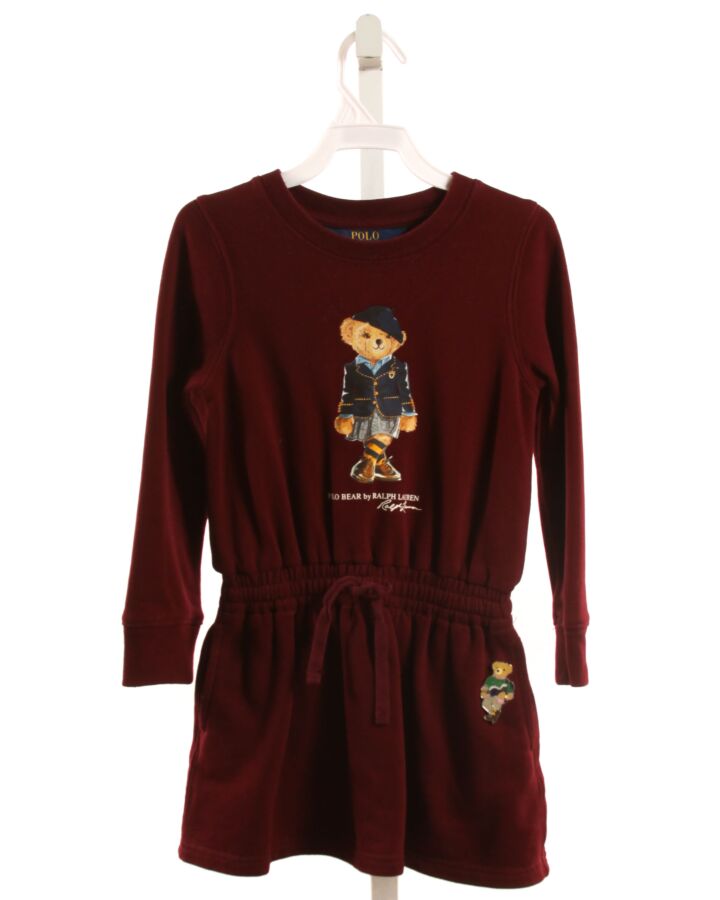 POLO BY RALPH LAUREN  MAROON   PRINTED DESIGN KNIT DRESS