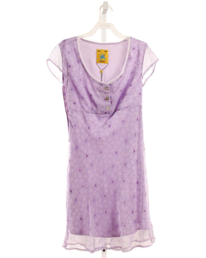 UNIF  PURPLE  FLORAL  DRESS WITH LACE TRIM