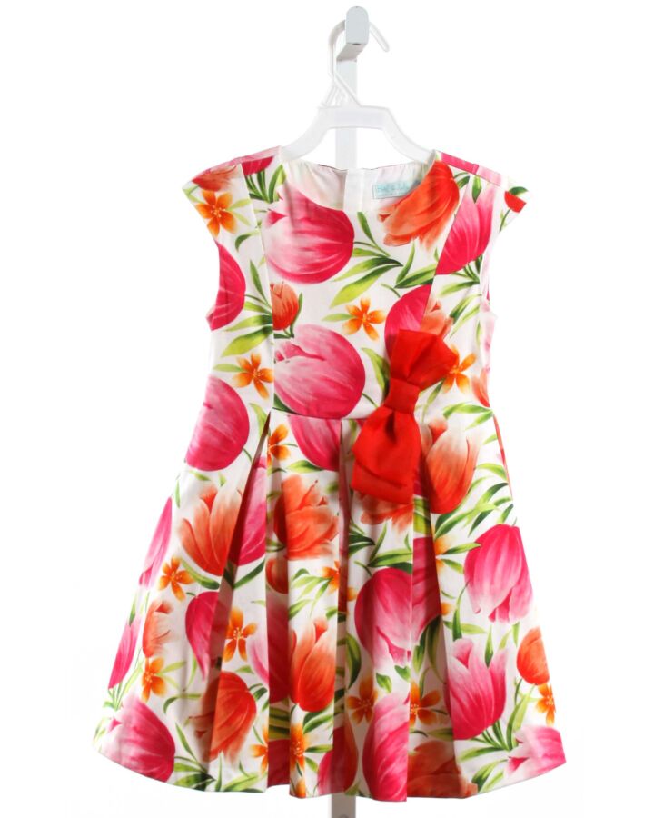 ABEL & LULA  HOT PINK  FLORAL  DRESS WITH BOW