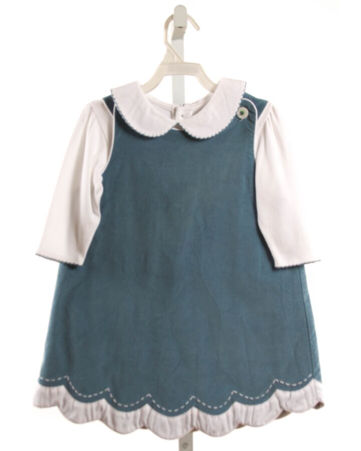 THE PROPER PEONY  BLUE CORDUROY   DRESS WITH PICOT STITCHING