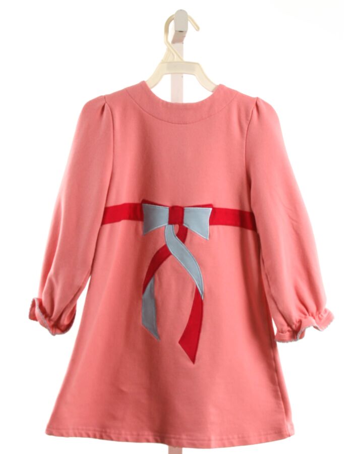 THE BEAUFORT BONNET COMPANY  PINK   APPLIQUED KNIT DRESS WITH PICOT STITCHING