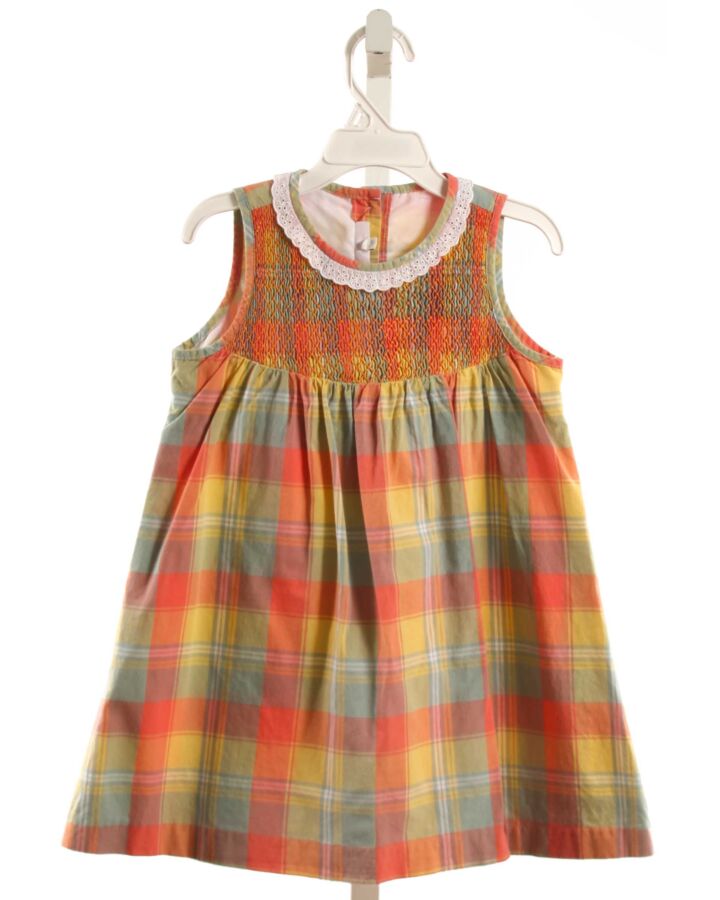 DONDOLO  MULTI-COLOR  PLAID  DRESS WITH EYELET TRIM