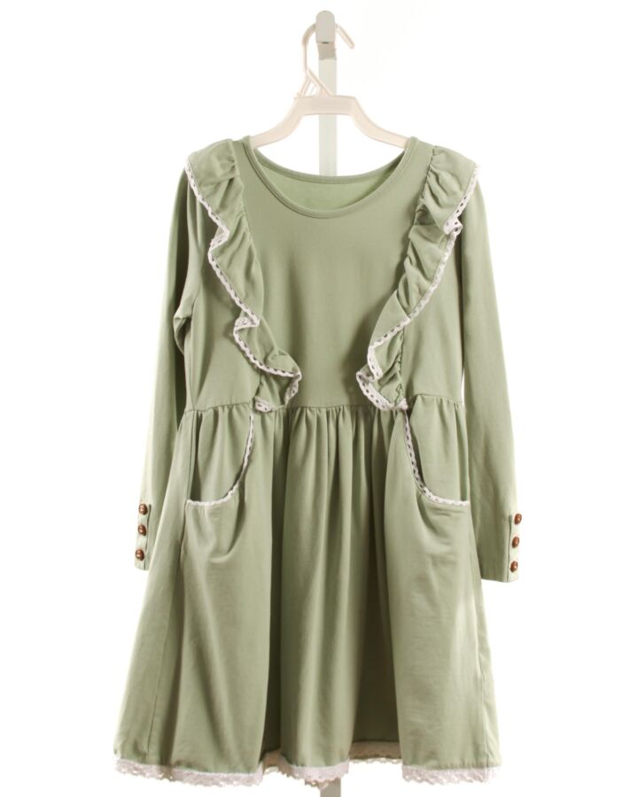 SERENDIPITY  LT GREEN    KNIT DRESS WITH EYELET TRIM