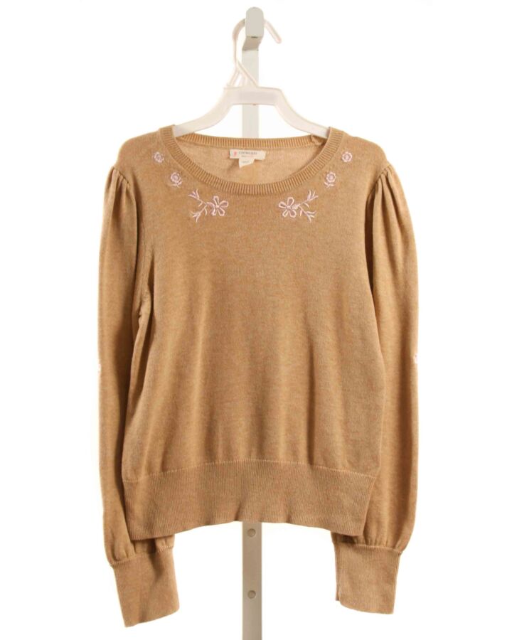 CREWCUTS  BROWN  FLORAL EMBROIDERED SWEATER