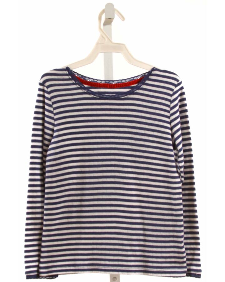 MINI BODEN  NAVY  STRIPED  KNIT LS SHIRT WITH LACE TRIM