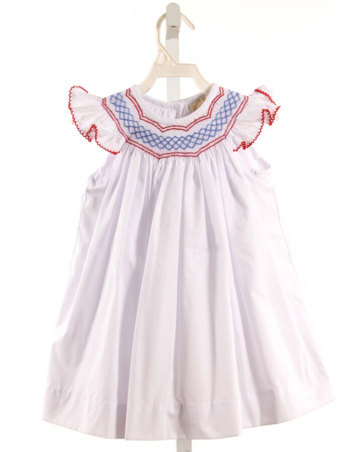 THE BEAUFORT BONNET COMPANY  WHITE   SMOCKED DRESS WITH PICOT STITCHING