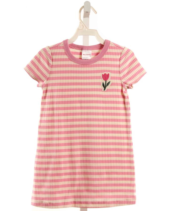 HANNA ANDERSSON  PINK  STRIPED APPLIQUED KNIT DRESS