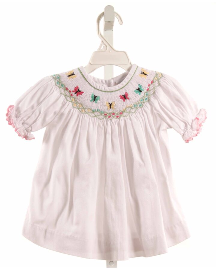 STITCHY FISH  WHITE   SMOCKED SHIRT-SS WITH RIC RAC