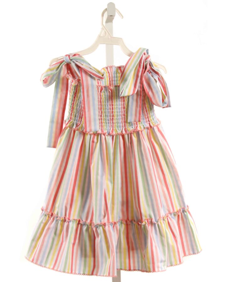 SHRIMP & GRITS  MULTI-COLOR  STRIPED SMOCKED DRESS WITH PICOT STITCHING