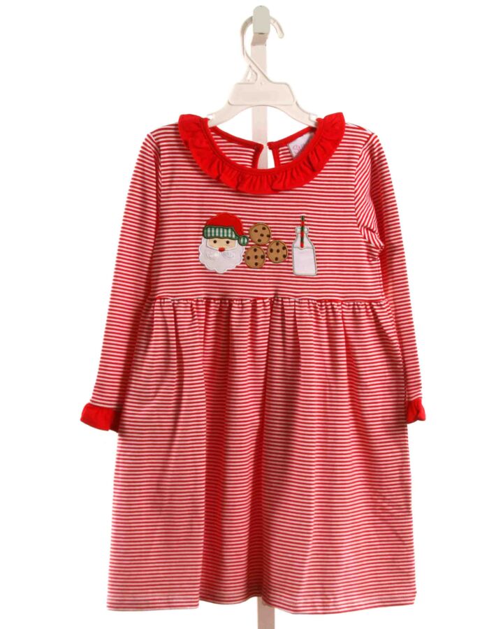 STITCHY FISH  RED  STRIPED APPLIQUED KNIT DRESS