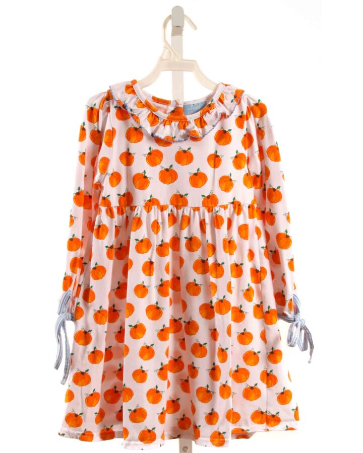 CLASSIC WHIMSY  ORANGE  PRINT  KNIT DRESS WITH RUFFLE