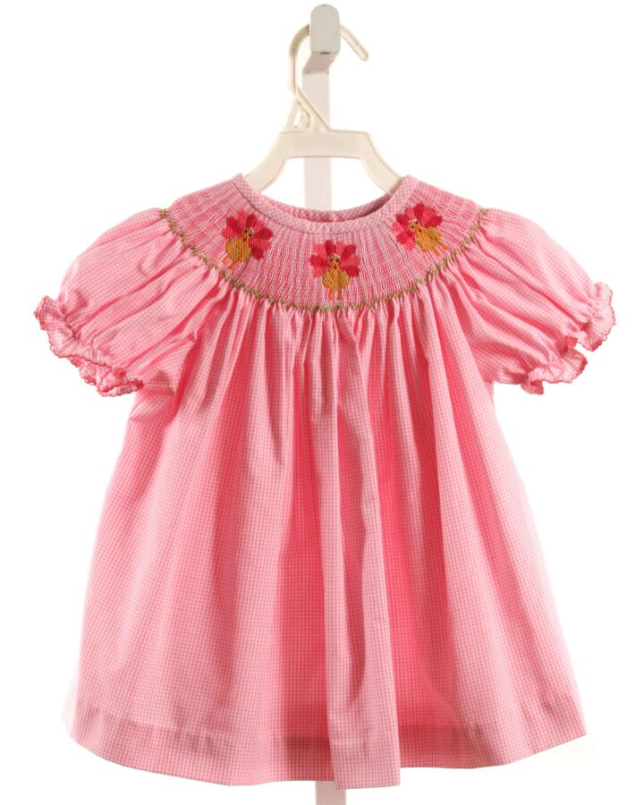 CLASSIC WHIMSY  PINK  GINGHAM SMOCKED SHIRT-SS