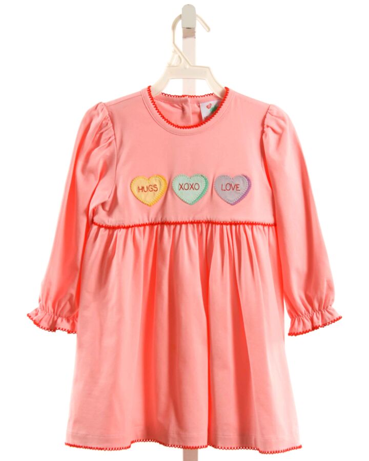 SHRIMP & GRITS  PINK   APPLIQUED KNIT DRESS WITH PICOT STITCHING