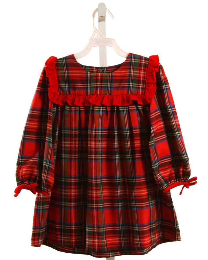 SHRIMP & GRITS  RED  PLAID  DRESS WITH RUFFLE