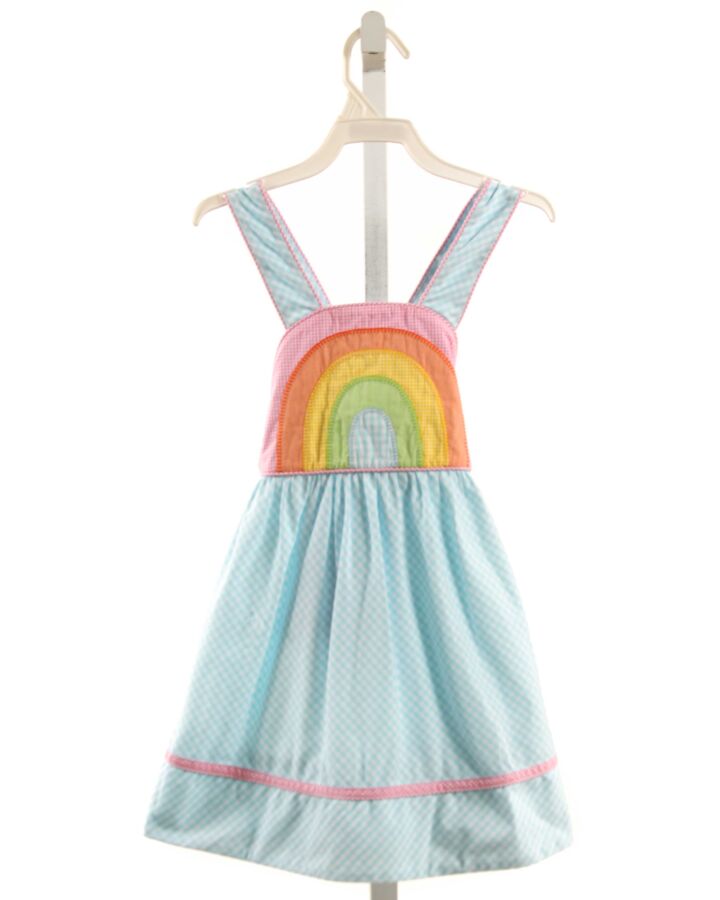 SHRIMP & GRITS  AQUA  GINGHAM APPLIQUED DRESS