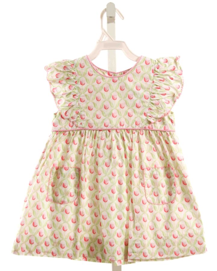 SHRIMP & GRITS  HOT PINK  FLORAL  DRESS WITH PICOT STITCHING