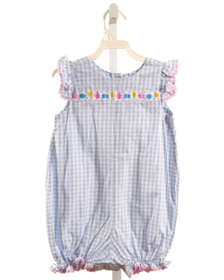 LULLABY SET  LT BLUE  GINGHAM  ROMPER WITH RIC RAC