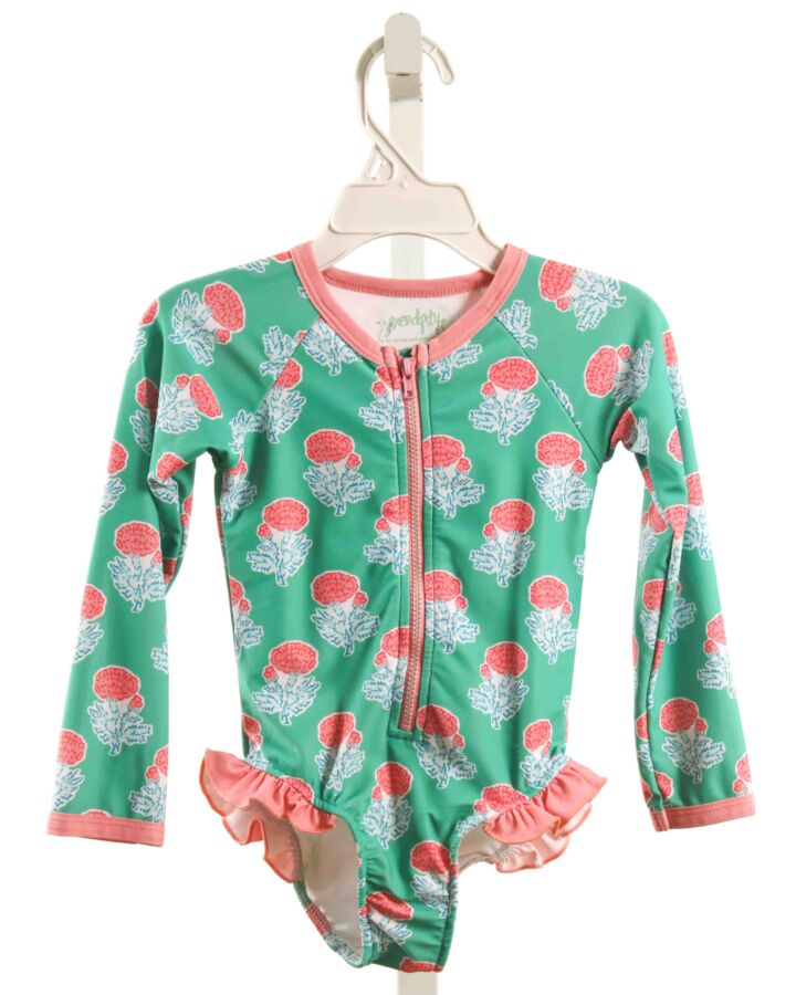 SERENDIPITY  GREEN  FLORAL  1-PIECE SWIMSUIT WITH RUFFLE