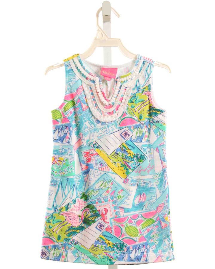 LILLY PULITZER  AQUA  PRINT  KNIT DRESS