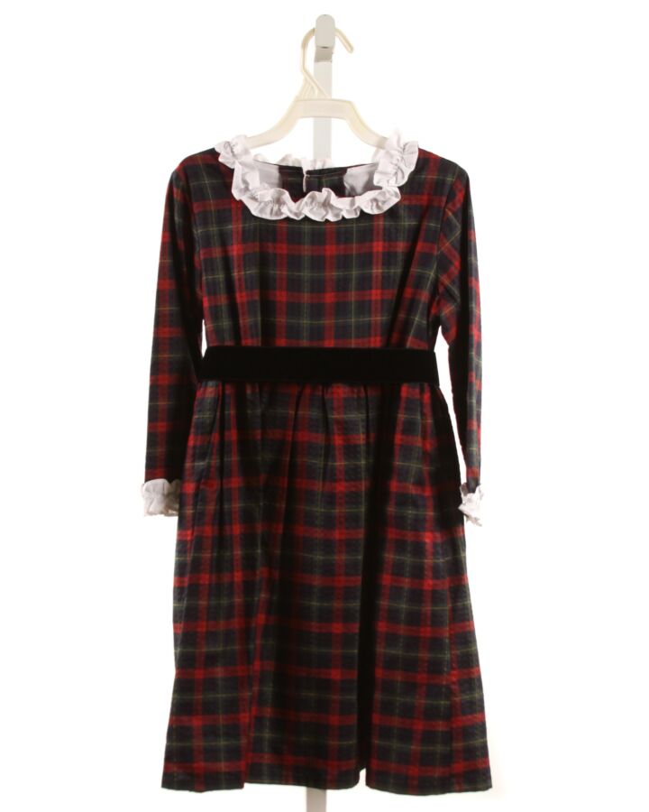 LA COQUETA  RED SEERSUCKER PLAID  DRESS WITH RUFFLE