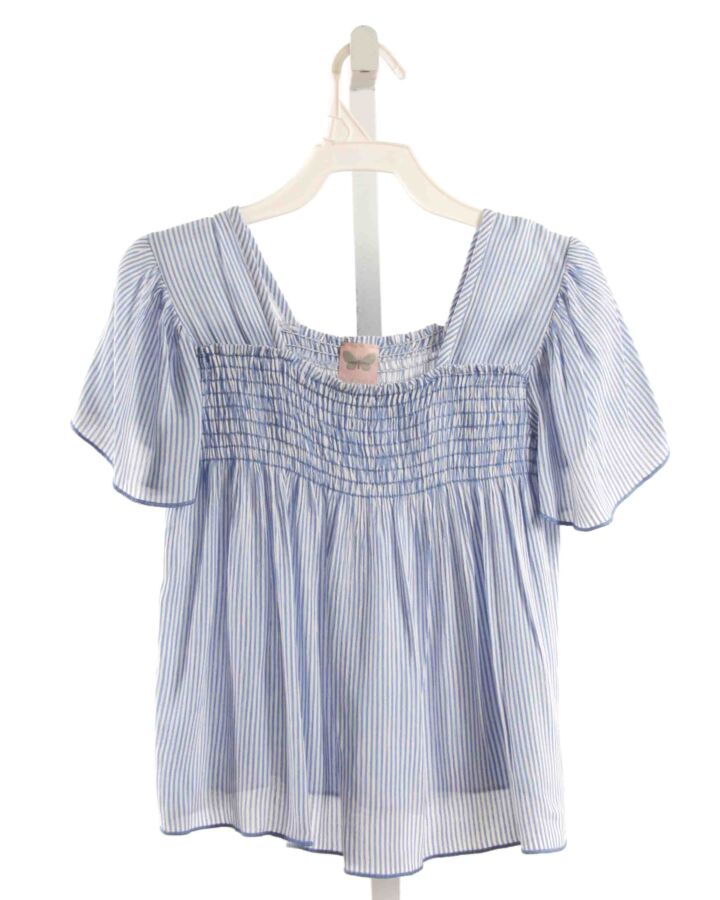 PAPER CRANE  LT BLUE  STRIPED SMOCKED SHIRT-SS