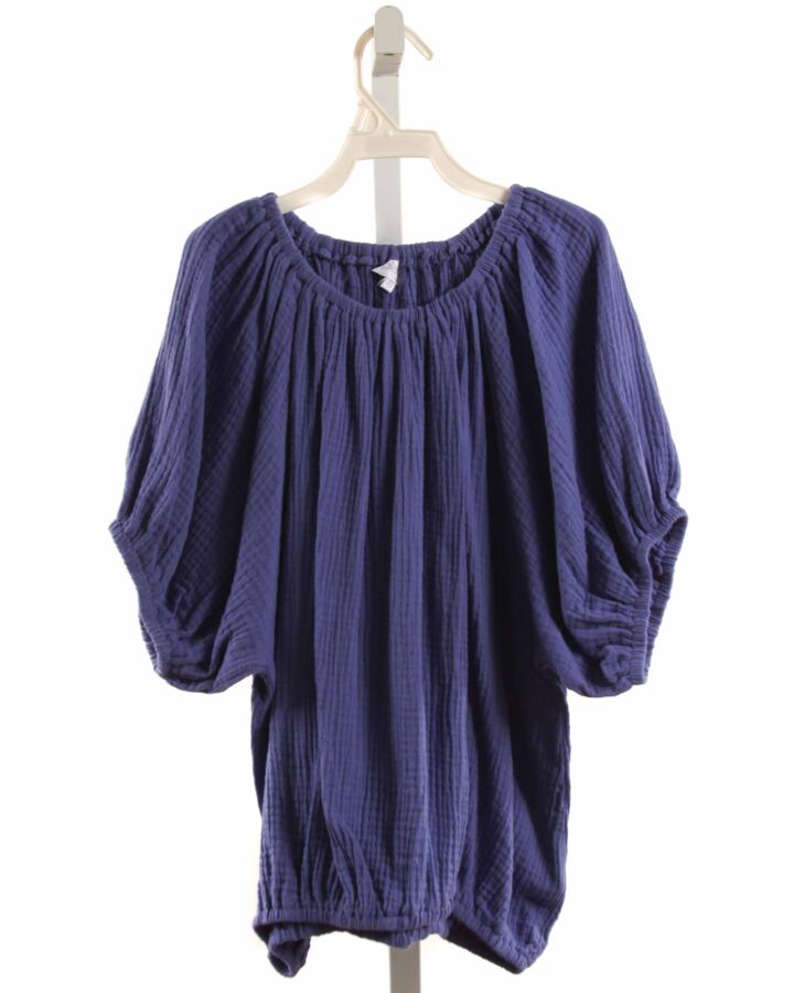 PLEAT.  BLUE   SMOCKED SHIRT-SS