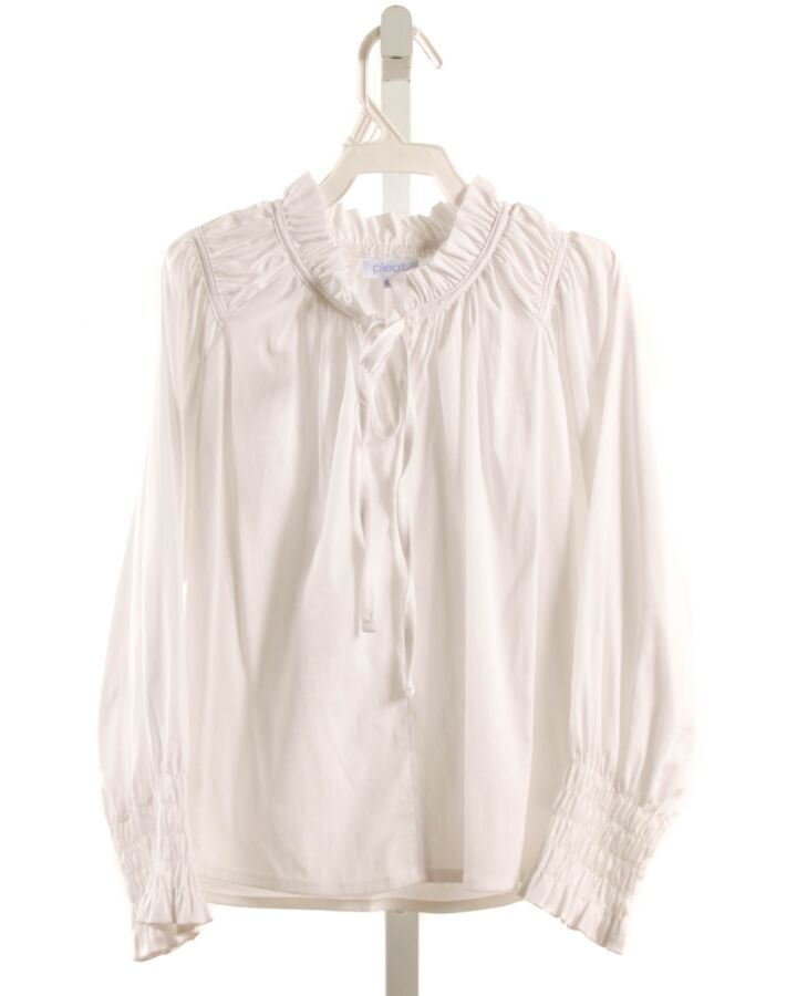 PLEAT.  WHITE   SMOCKED DRESS SHIRT