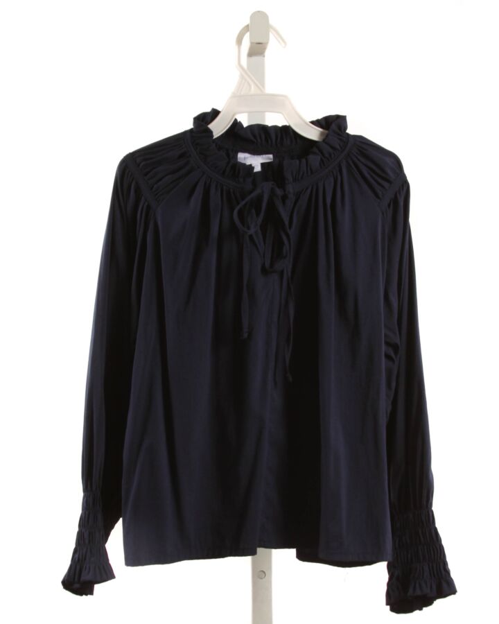 PLEAT.  NAVY   SMOCKED DRESS SHIRT