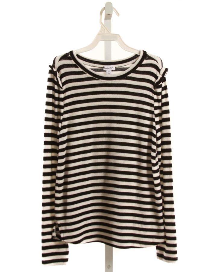 SPLENDID  BLACK  STRIPED  KNIT LS SHIRT WITH RUFFLE