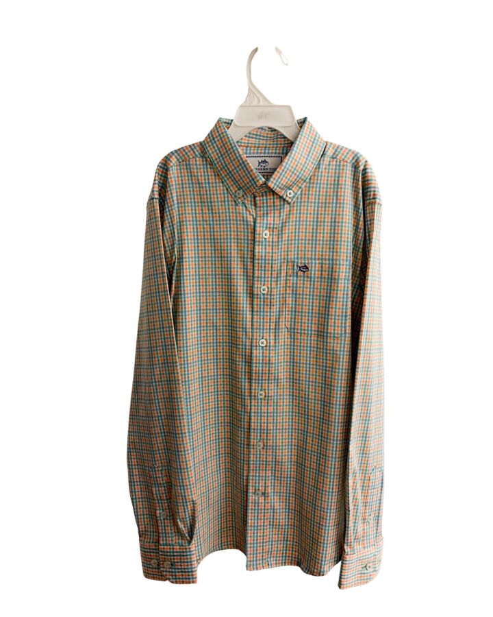 SOUTHERN TIDE  ORANGE  PLAID  DRESS SHIRT