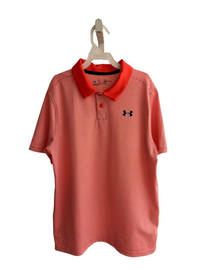 UNDER ARMOUR  ORANGE  STRIPED  KNIT SS SHIRT