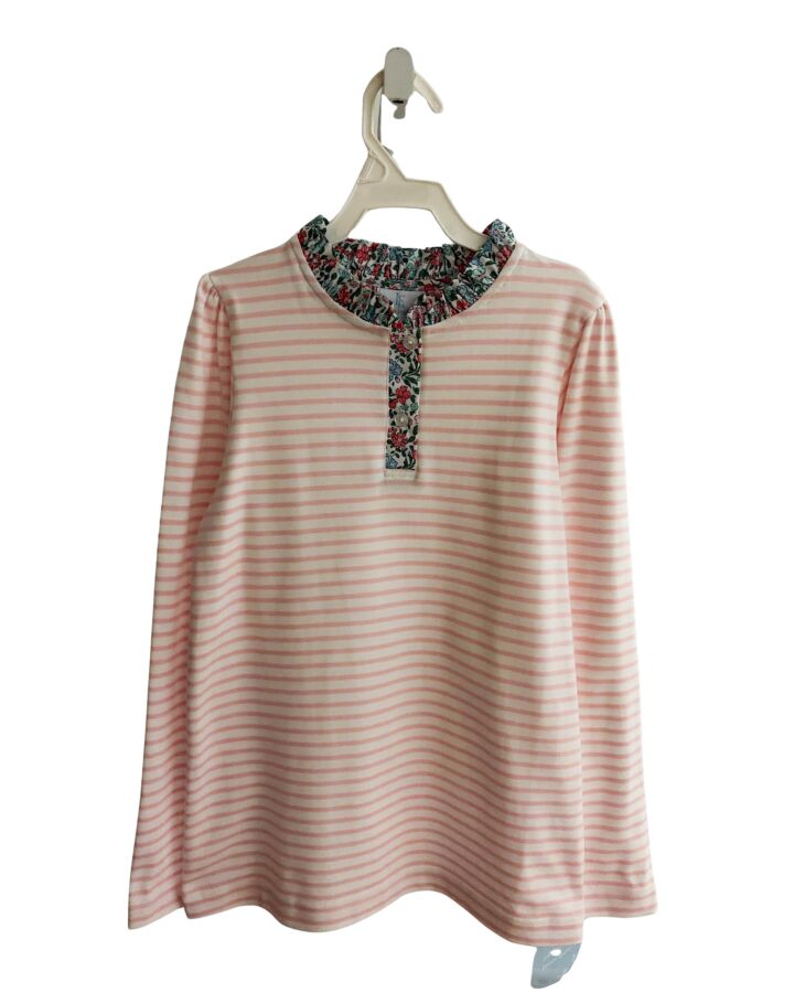 LITTLE ENGLISH  PINK  STRIPED  KNIT LS SHIRT WITH RUFFLE