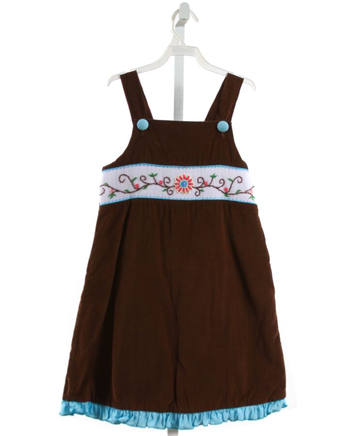 BEAUX ET BELLES  BROWN CORDUROY  SMOCKED DRESS