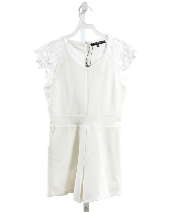 MISS BEHAVE  WHITE    ROMPER WITH EYELET TRIM