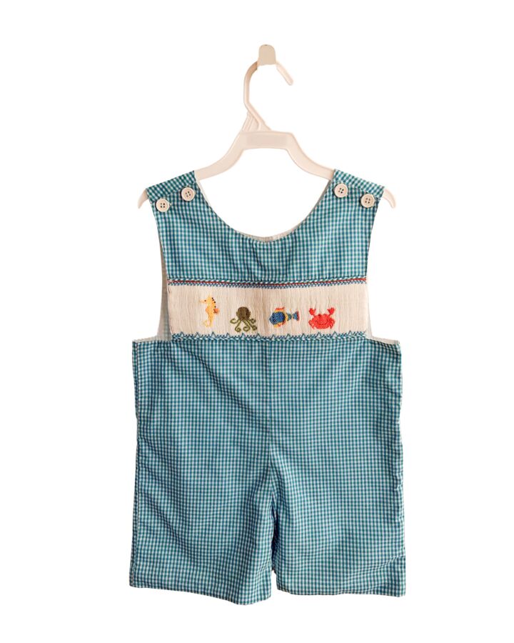 MOM & ME  AQUA  GINGHAM SMOCKED JON JON