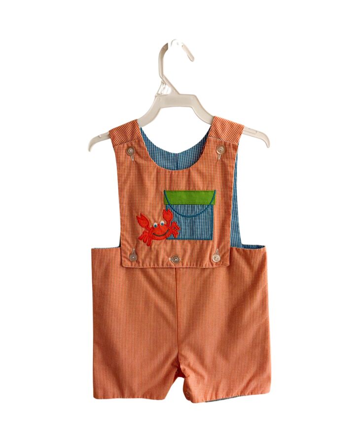 KELLY'S KIDS  ORANGE  GINGHAM APPLIQUED JON JON