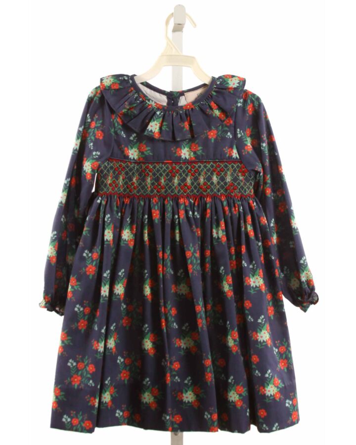 SMOCKINGBIRD  NAVY  FLORAL SMOCKED DRESS WITH RUFFLE