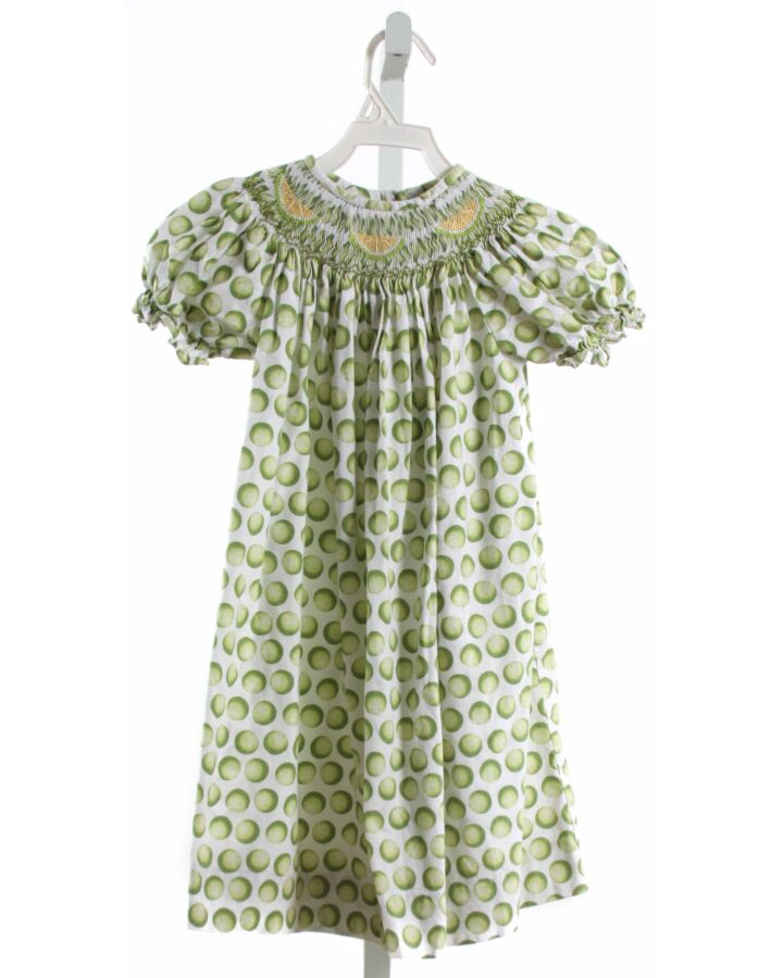 VIVE LA FETE  GREEN  PRINT SMOCKED DRESS