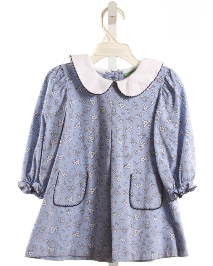 SAGE & LILLY  BLUE  FLORAL  KNIT DRESS WITH PICOT STITCHING