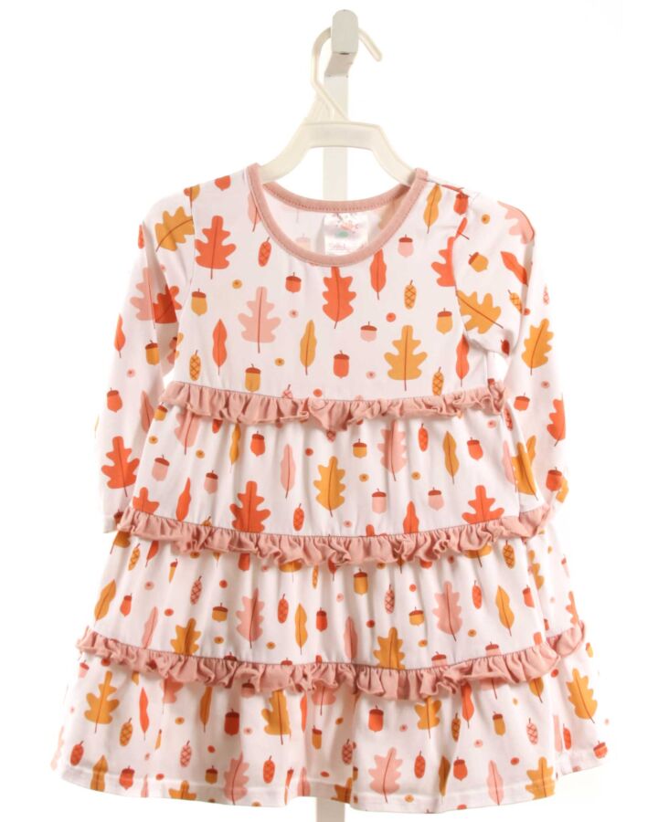 STITCHY FISH  ORANGE  PRINT  KNIT DRESS WITH RUFFLE