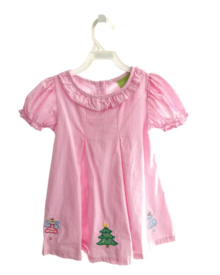 CLASSIC WHIMSY  PINK  GINGHAM  DRESS WITH PICOT STITCHING