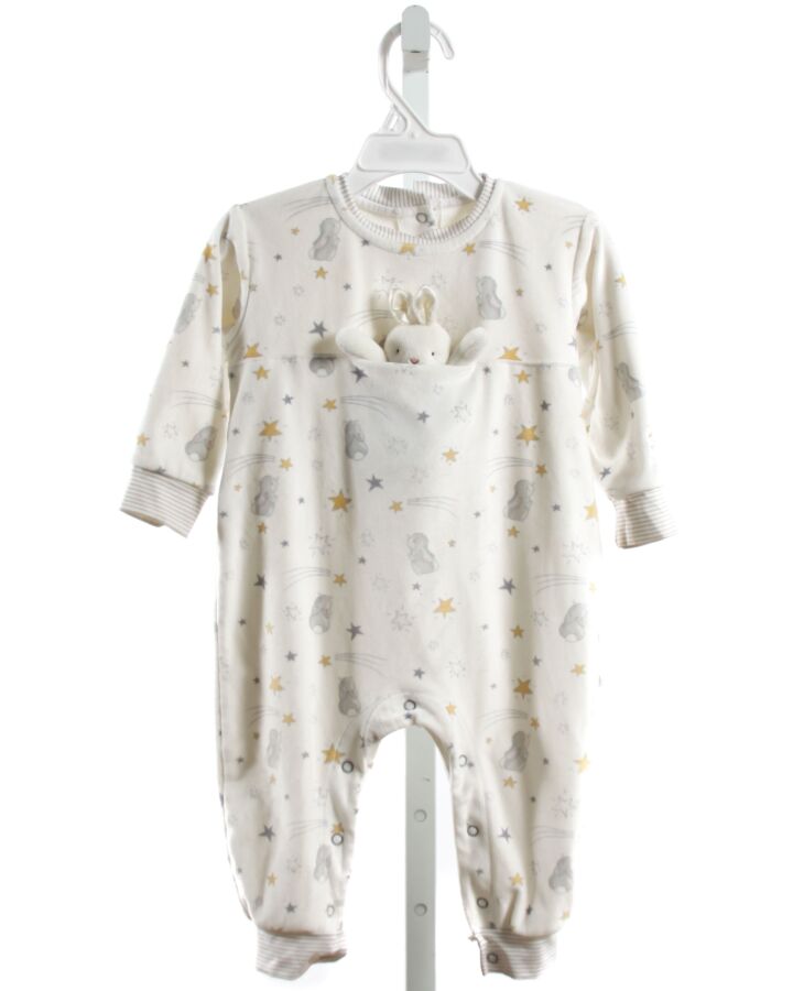 BUNNIES BY THE BAY  WHITE VELOUR  PRINTED DESIGN LAYETTE