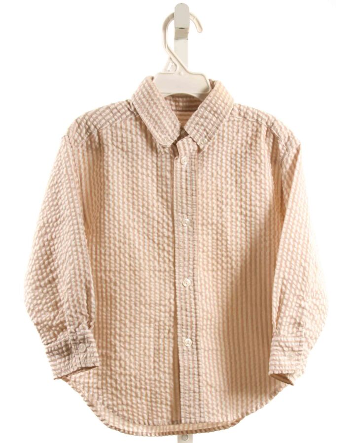 KELLY'S KIDS  BROWN SEERSUCKER STRIPED  DRESS SHIRT