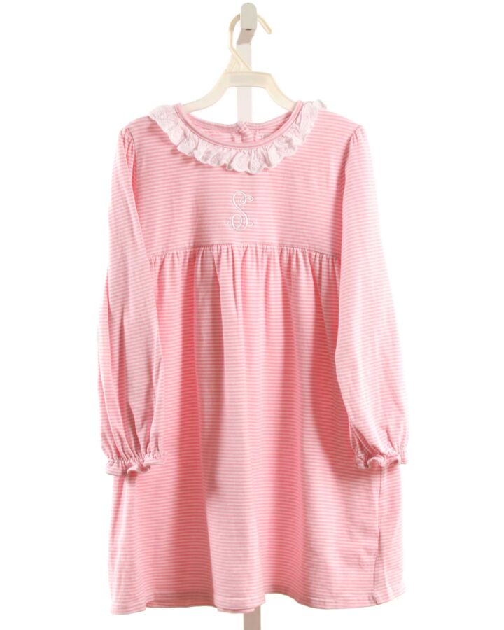 CECIL & LOU  PINK  STRIPED EMBROIDERED KNIT DRESS