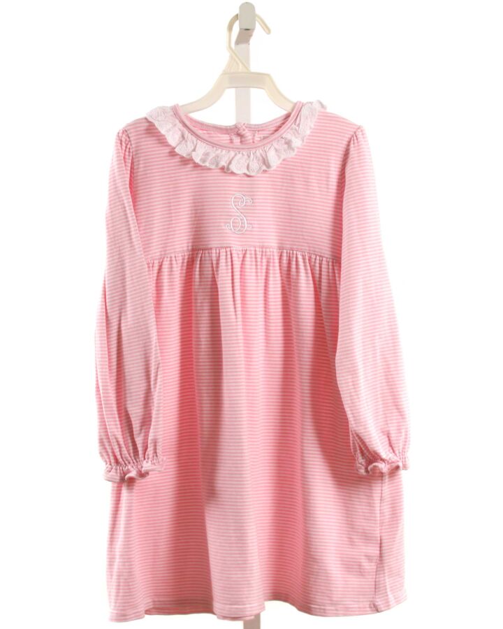 CECIL & LOU  PINK  STRIPED EMBROIDERED KNIT DRESS